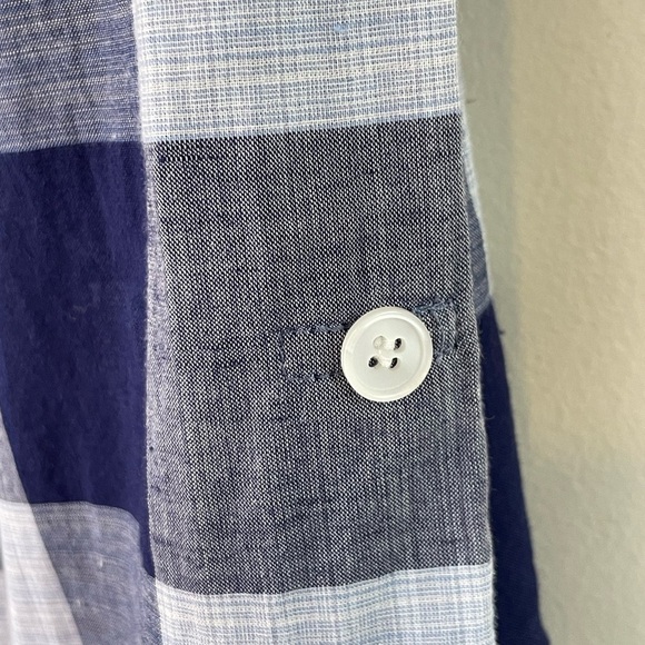 Lafayette 148 Blue Check Long Sleeve Button Down Shirt Sz S Cotton Linen $698 - Picture 11 of 16